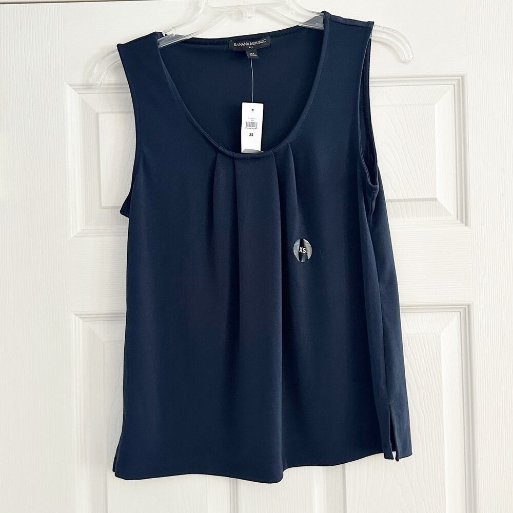 Banana Republic NWT Solid Navy Blue tank top 71563-01 sleeveless shirt XS